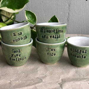 Afirmaciones Tazas de espresso con escritura, Tazas de cuidado personal imagen 4