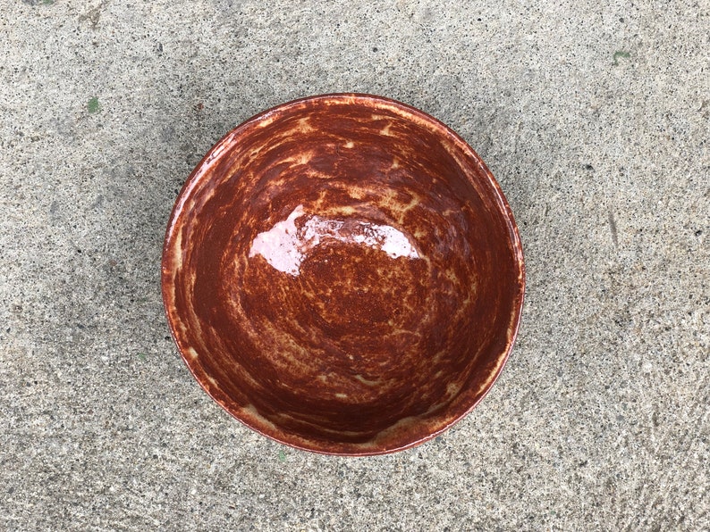 Handmade Ceramic Bowl with Coils Ochre Shino Glaze and Bare Beige Clay image 4
