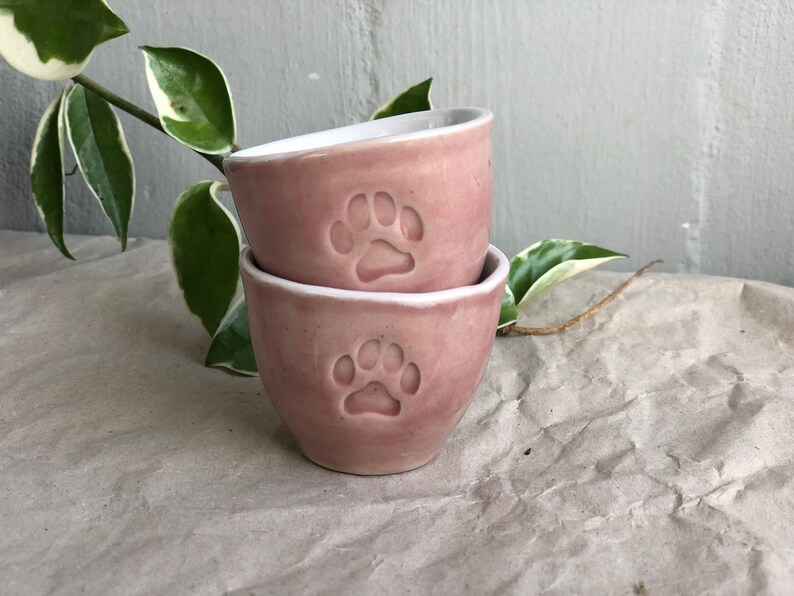 Ceramic Espresso Cup, Cat Paw Mug, handmade pottery image 1