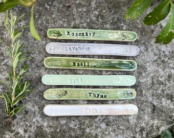 Ceramic Herb Labels, Plant Markers, Planter Signs
