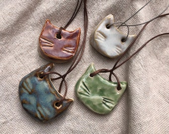 Ceramic Cat Pendant | Colorful Cat Necklace | Handmade in Switzerland