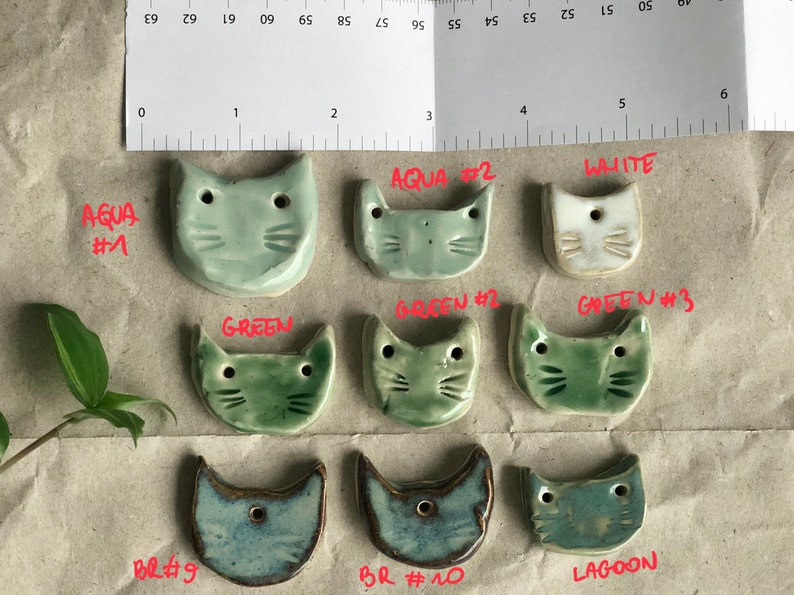 Ceramic Cat Pendant Shape Mix Colorful Cat Necklace Cat Head Handmade image 4