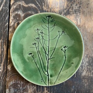 Ceramic Botanical Plates With Plant Imprint | Green With Leaf or Flower ...