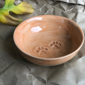 Handmade Ceramic Cat bowl with cat paws Custom PREORDER Cat food dish, Ceramic Sauce Dish, ring dish Orange