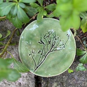 Ceramic Botanical Plates With Plant Imprint | Green With Leaf or Flower ...