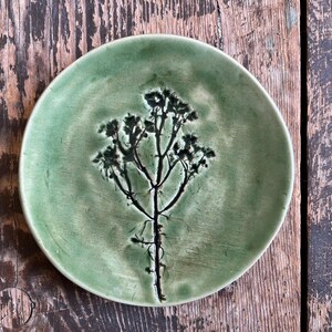 Ceramic Botanical Plates With Plant Imprint | Green With Leaf or Flower ...