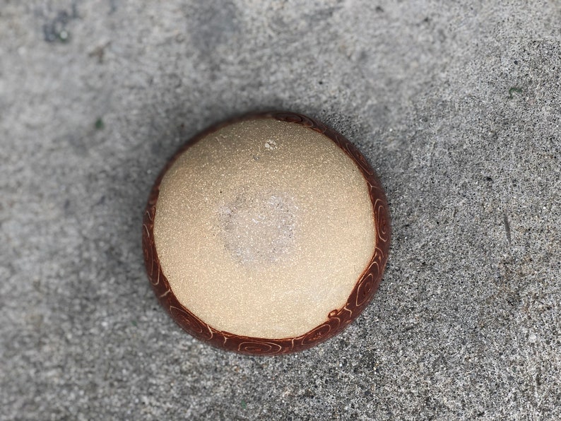 Handmade Ceramic Bowl with Coils Ochre Shino Glaze and Bare Beige Clay image 3