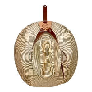 Lederhuthalter an der Wand hängen, Huthalter für Cowboyhut, Huthalter für Fedoras, Lederhutzubehör, Lederhuthalter