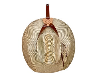 Leather Hat Holder to Hang on Wall , Hat Holder for Cowboy Hat, Hat Holder for Fedoras, Leather Hat Accessory, Leather Hat Holder