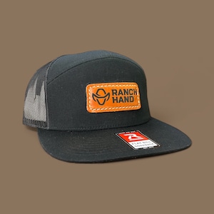 Bulk Leather Patch Hats, Richardson 168 7 Panel Hats, Custom Promotional Hats, Personalized Richardson 168 7 Panel Hats, Leather Patch Hats