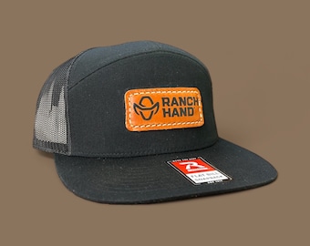 Bulk Leather Patch Hats, Richardson 168 7 Panel Hats, Custom Promotional Hats, Personalized Richardson 168 7 Panel Hats, Leather Patch Hats