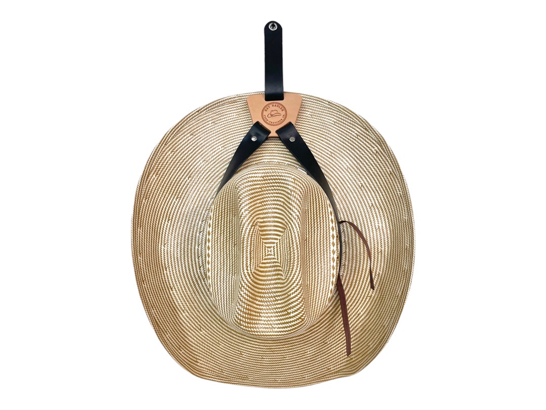Leather Hat Holder to Hang on Wall , Hat Holder for Cowboy Hat, Hat Holder for Fedoras, Leather