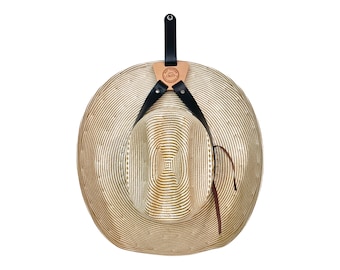 Leather Hat Holder to Hang on Wall , Hat Holder for Cowboy Hat, Hat Holder for Fedoras, Leather Hat Accessory, Leather Hat Holder