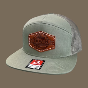Bulk Leather Patch Hats, Richardson 168 7 Panel Hats, Custom Promotional Hats, Personalized Richardson 168 7 Panel Hats, Leather Patch Hats