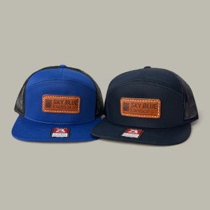 Bulk Leather Patch Hats, Richardson 168 7 Panel Hats, Custom Promotional Hats, Personalized Richardson 168 7 Panel Hats, Leather Patch Hats