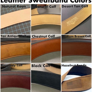 Calf Leather Sweatband, Reeded Leather Sweatband, E-stitch Leather Sweatband, Sweatbands for Cowboy hats, Sweatbands for Fedoras image 10