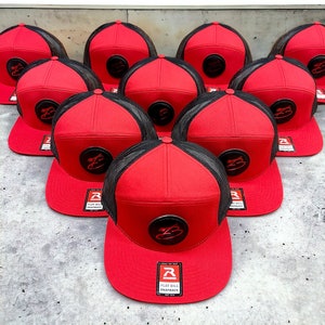 Bulk Leather Patch Hats, Richardson 168 7 Panel Hats, Custom Promotional Hats, Personalized Richardson 168 7 Panel Hats, Leather Patch Hats