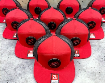 Bulk Leather Patch Hats, Richardson 168 7 Panel Hats, Custom Promotional Hats, Personalized Richardson 168 7 Panel Hats, Leather Patch Hats