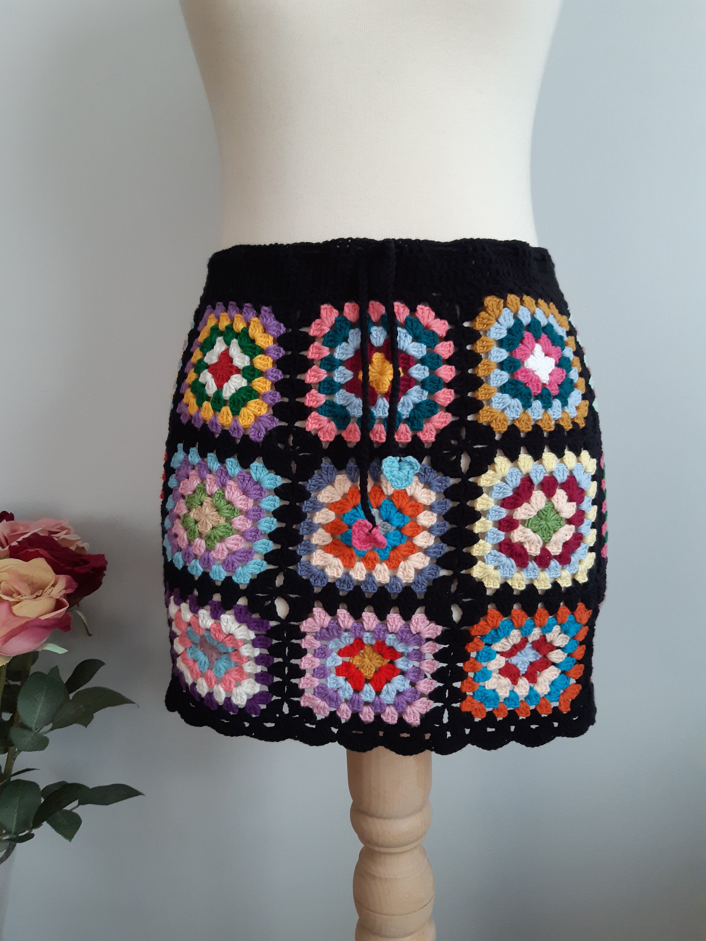 Granny Square Mini Skirt: 70s Retro Crochet Fashion - Etsy