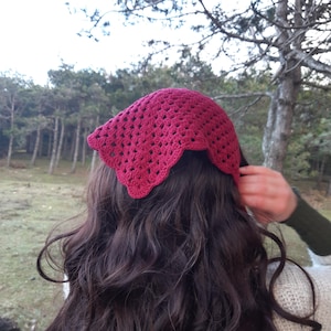 crochet hair scarf, crochet bandana cotton, hair kerchief, boho hair wrap, crochet hairband, hippie hair wrap, crochet headband