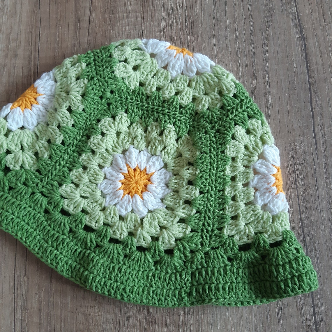 Crochet Bucket Hat Granny Square Bucket Hat Green Bucket Etsy UK