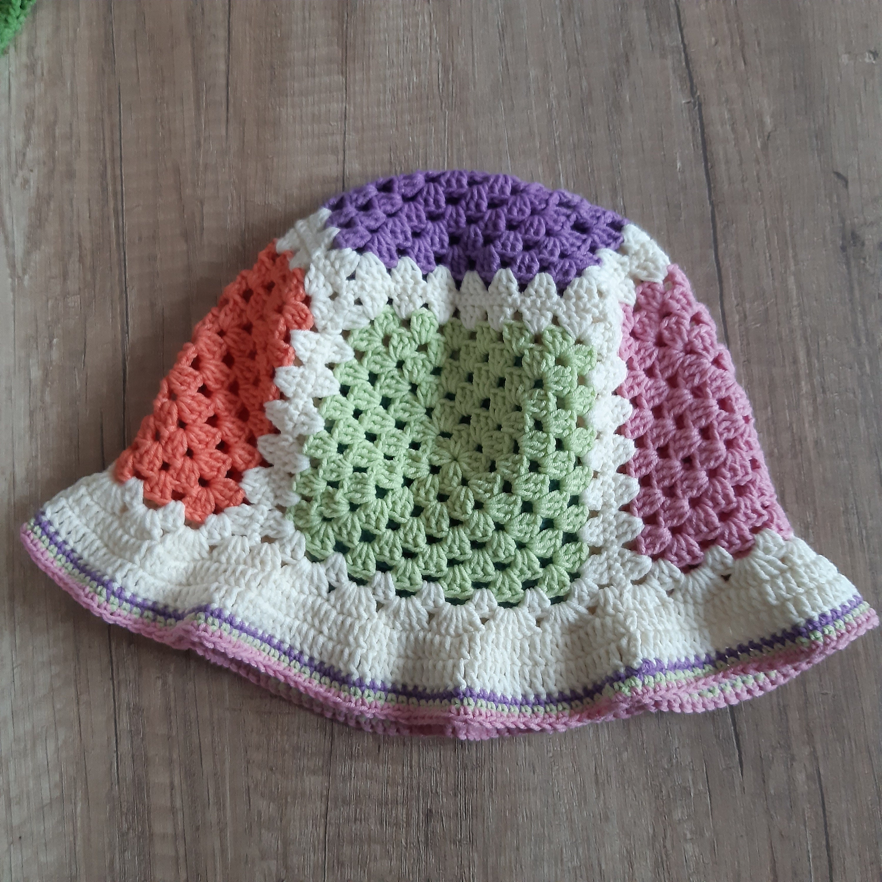 Crochet bucket hat granny square bucket hat green bucket | Etsy