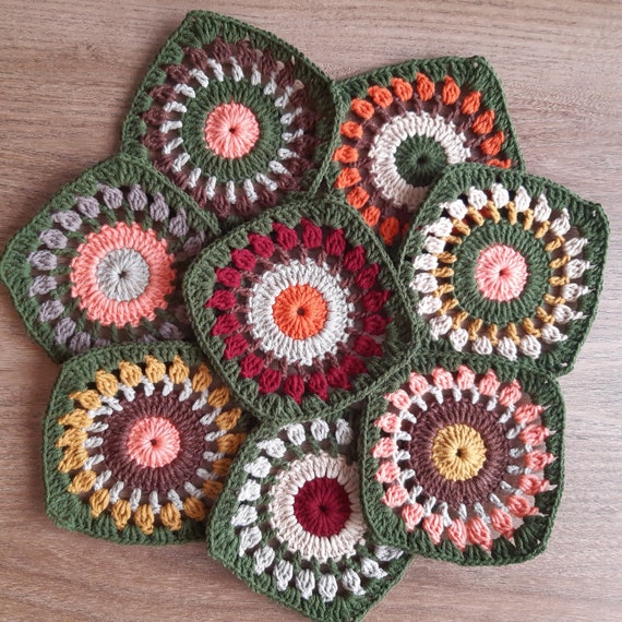 Circle Granny Square Kit Granny Square Blanket Kit Crochet Etsy