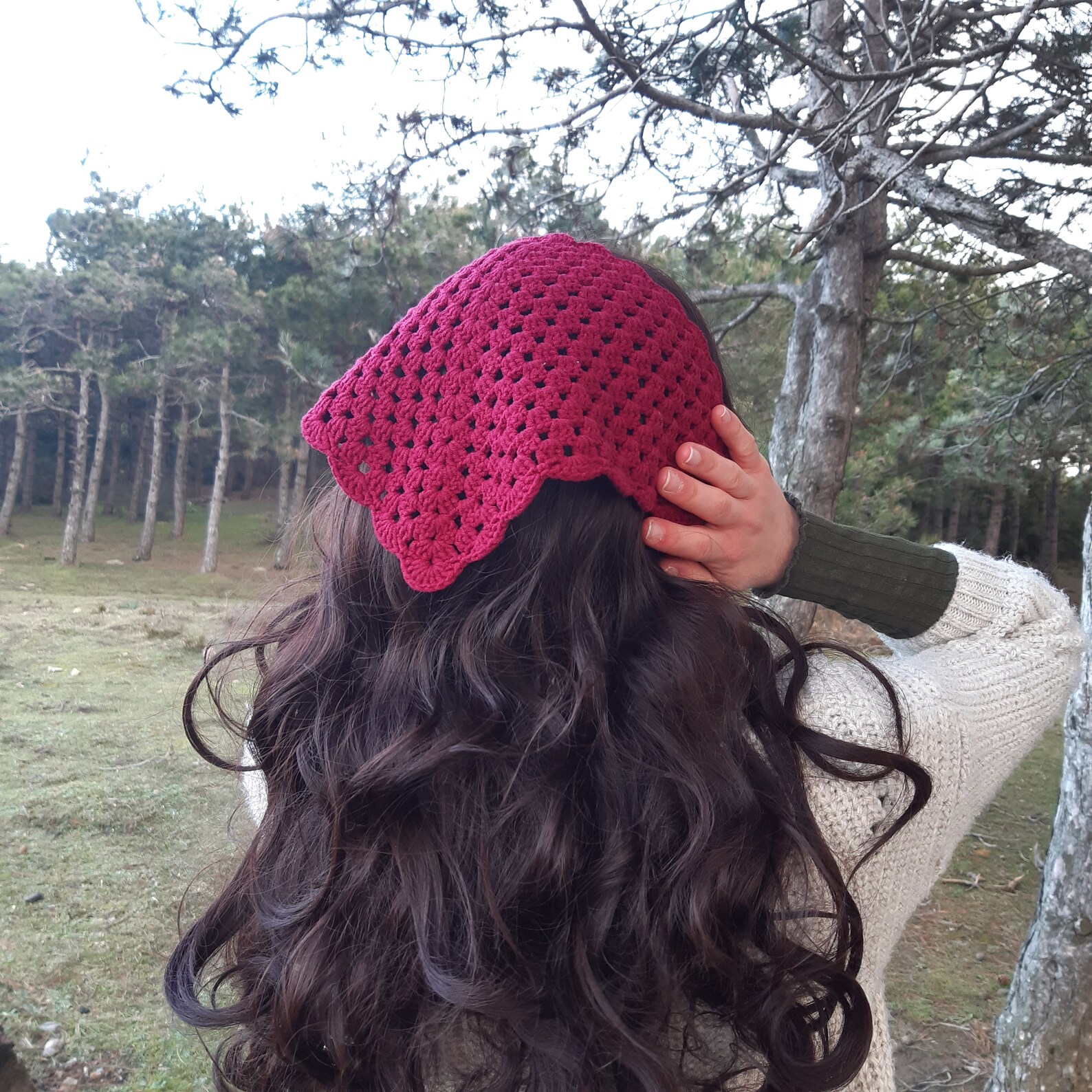 Crochet Hair Bandana Pattern Beginner Hair Kerchief Pattern Etsy
