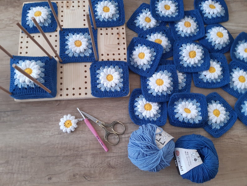 Crocheted 3D Daisy Granny Squares Daisy Granny Square Kit Etsy