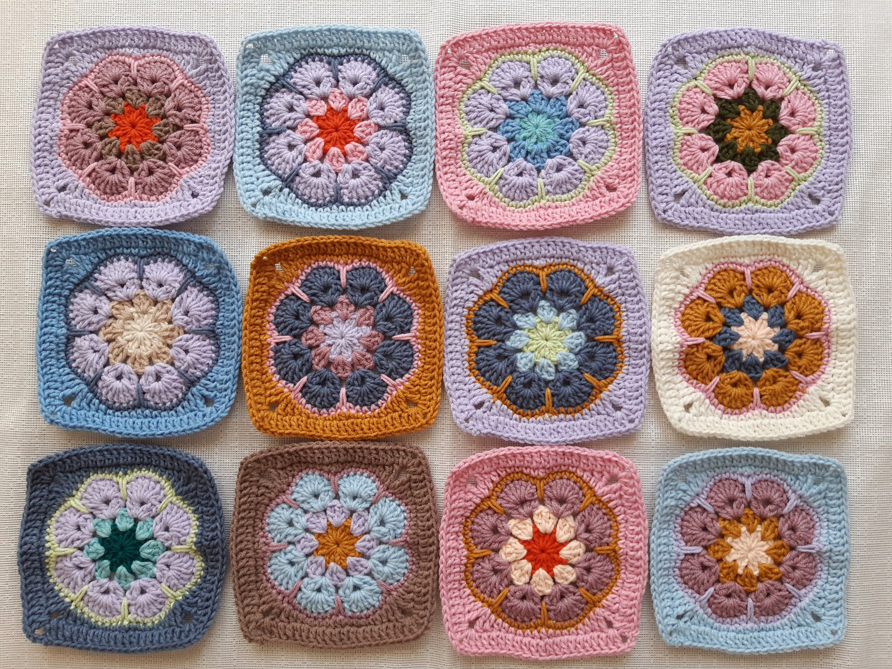 Set of 24 Crocheted Granny Square Kit Pastel Afghan Granny - Etsy