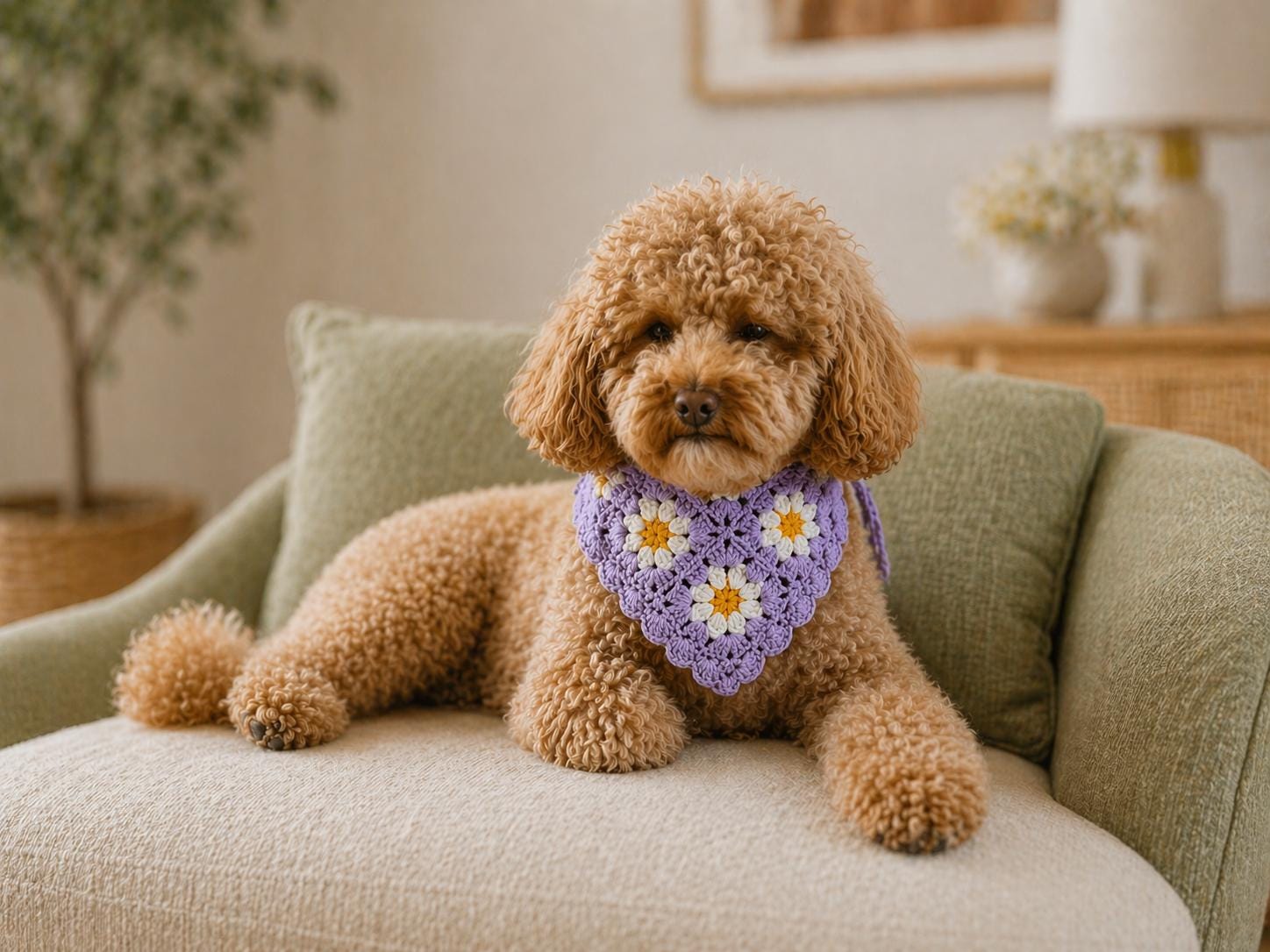 Matching Dog and Owner Bandana Set: Crochet Daisy Dog Bandana and