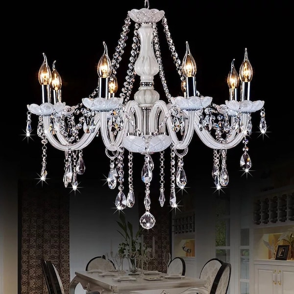 White Crystal Pendant Chandelier 6/8/10 Arms