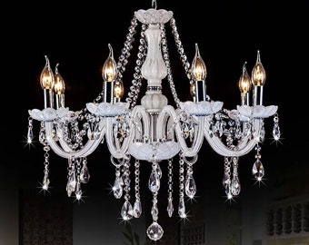 White Crystal Pendant Chandelier 6/8/10 Arms