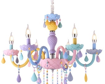 Geniune K9 Crystal Chandelier Ceiling Light 2 or 6 Arms Macaron Multiple Colours