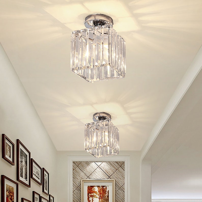 Crystal Hallway Flush Ceiling Light Chandelier Etsy UK