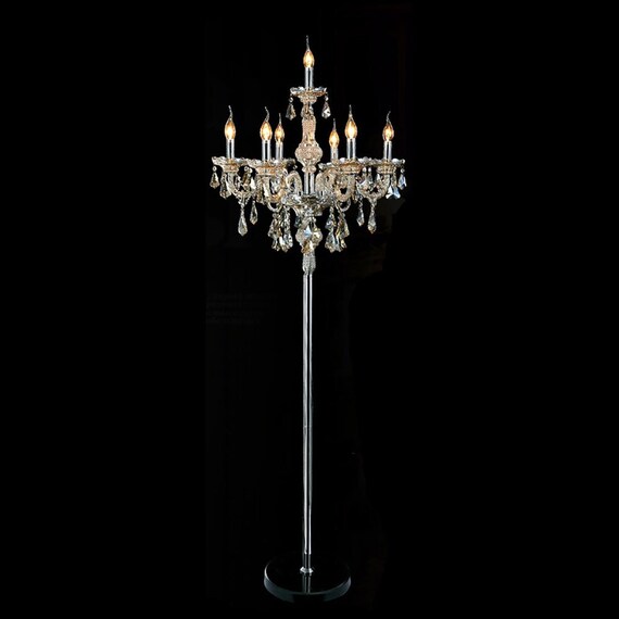 Champagne Crystal Chandelier 5 7 Arms Floor Lamp Etsy UK