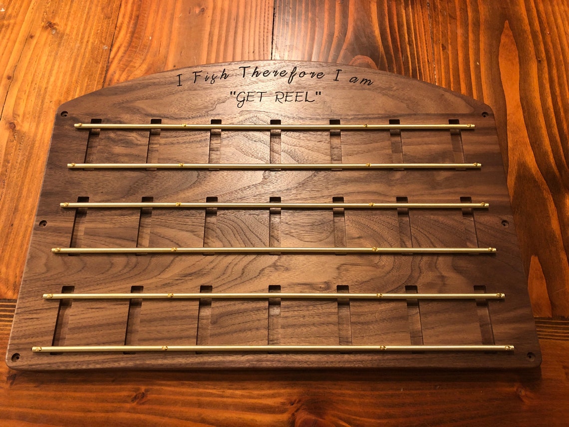 Custom Fly Fishing Reel Holder Walnut and Brass 21 Reel Etsy