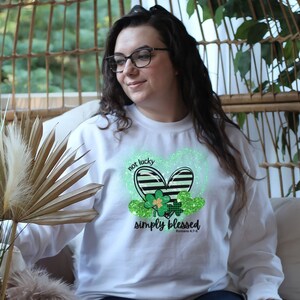 Blessed Shamrock Sweatshirt | Irish Shirt | St Patricks Day Shirt | St. Pattys Day Sweatshirt | St Paddy Day Simply Blessed | Green Heart