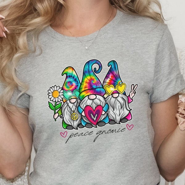 Funny Gnome Shirt | Retro Vintage Gnome Tee | Peace Shirt | Tie Dye Gnome | Peace Gnome | Plus Sizes | Peace Hippie Tie Dye Gnome Shirt