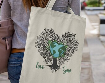 Love Gaia Canvas Tote Bag, Love Gaia Gift, School Tote Bag, Love Mother Earth Today, Teacher Gifts, Save The Planet Gift, Earth Day Gift Bag