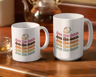 Christian Gifts | Love Like Jesus Coffee Mug | Colorful Jesus Mug | Christian Cup | Christian Pastor Gift | Bible Study Friend Gift