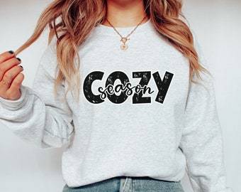 Christmas Sweatshirt, Get Cozy Holiday Sweatshirt, Autumn Sweater, Sweater Weather, Winter Sweatshirt, Thanksgiving Shirt, Fireplace Shirt