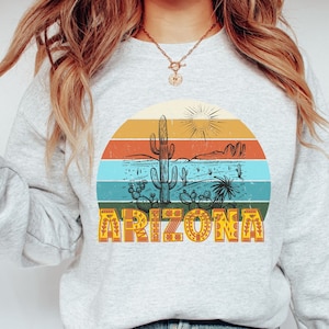 Vintage Arizona Sweatshirt, Ladies Holiday Gift, Womens Arizona Apparel, Her Southwest Retro Gift, AZ Adventure Shirt, Sun Love Vacation