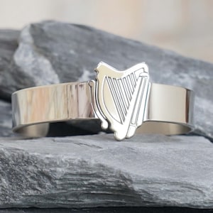 Harp Cuff Bracelet in REAL Bronze, Aluminum, Copper, Brass, NuGold, or Sterling