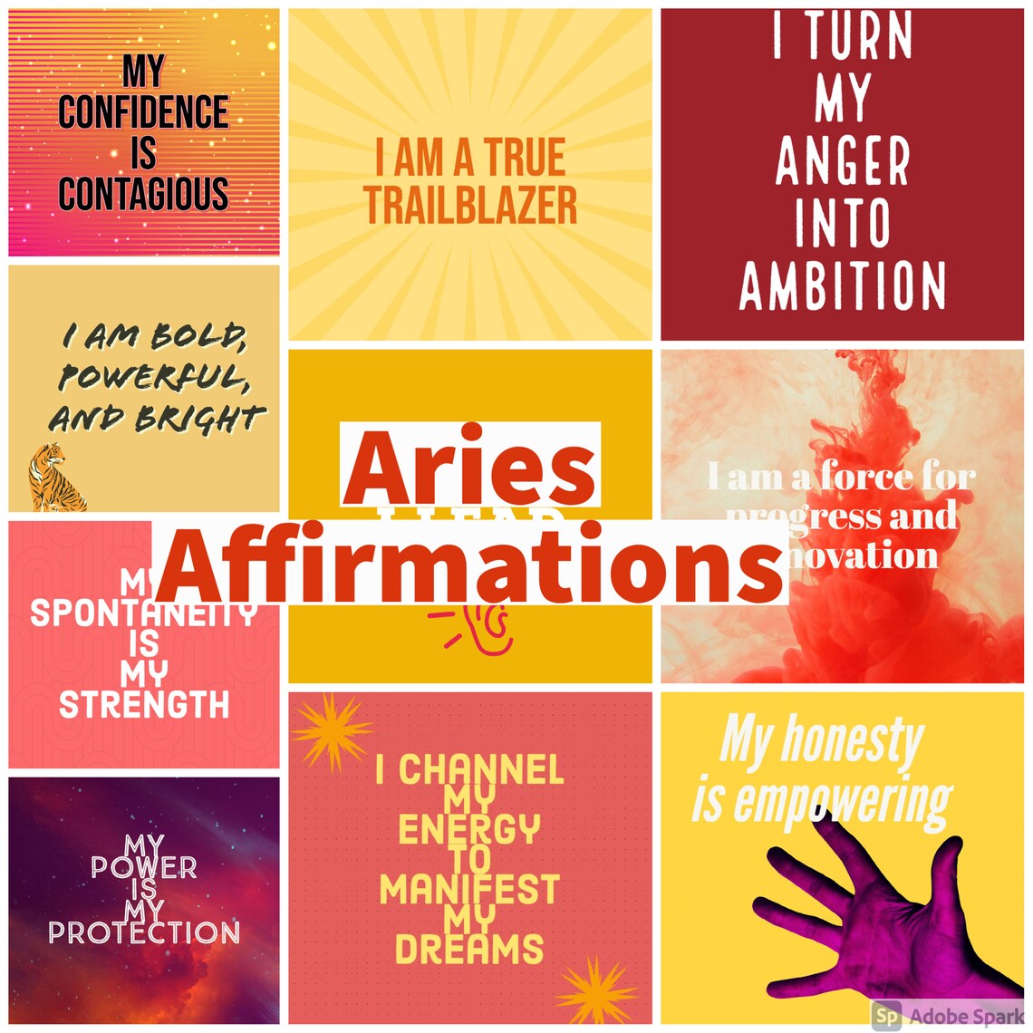 10 Printable Aries Affirmation Cards Positive Quotes Etsy