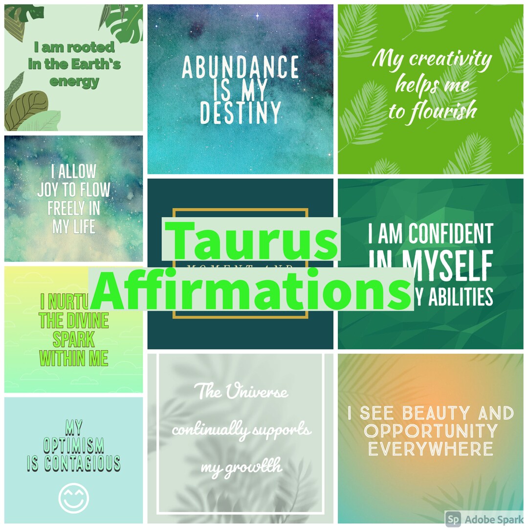 10 Printable Taurus Affirmation Cards Positive Quotes Etsy