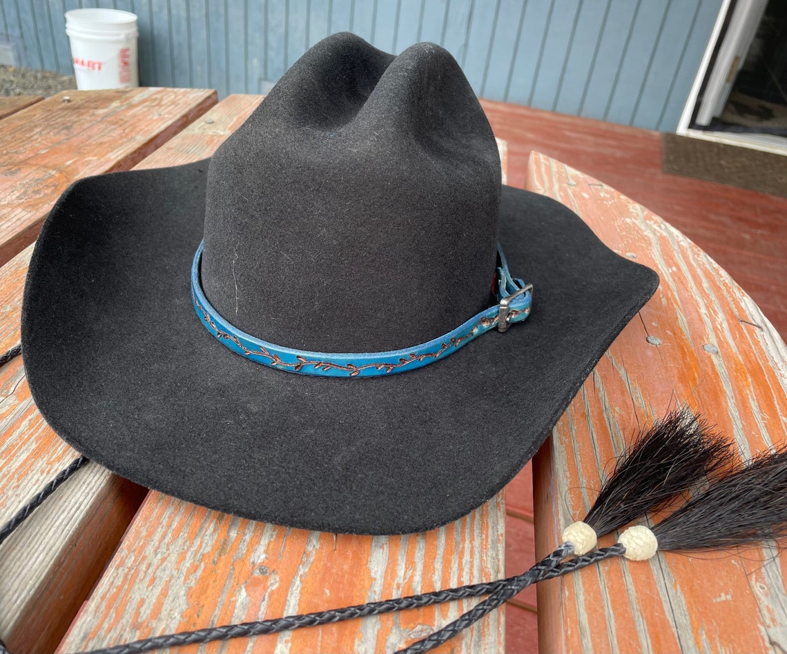 Cowboy Hat Band. Hand Made of Genuine Leather. 1/2 Wide 26 Etsy