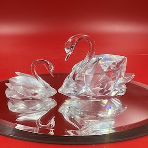 Swarovski Crystal Figurines Swans - Etsy