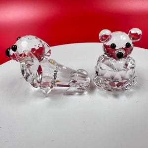 Pair of Swarovski Crystal Mini Bear and Dachshund Collectibles