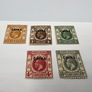 Rare ! Hong Kong China 1917-1927  Set of 5 SG18-28 Fine LMM